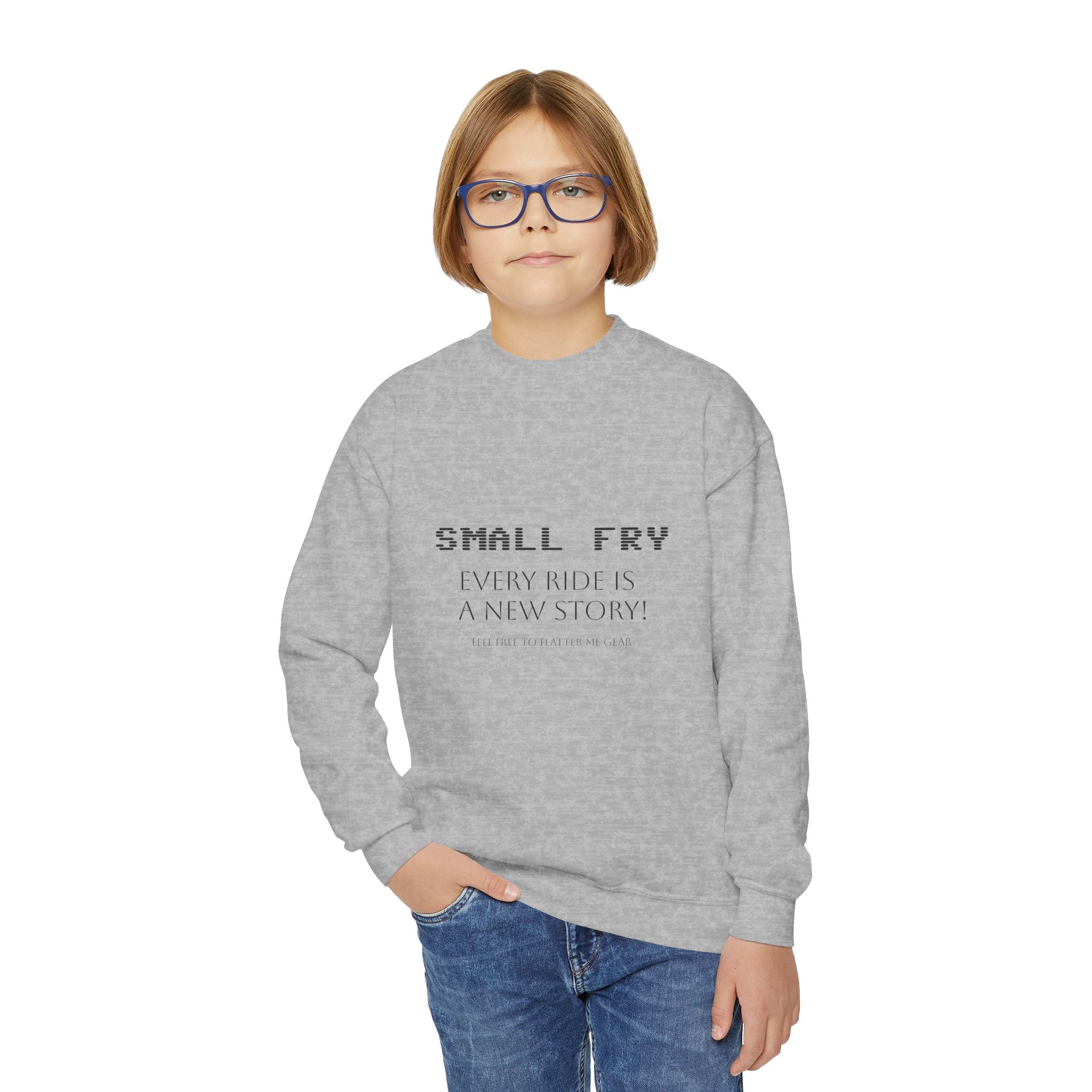 Youth Crewneck Sweatshirt - Small Fry, Cozy & Inspirational, Perfect for Everyday Wear, Gifts, Youth Events, Casual Outfits