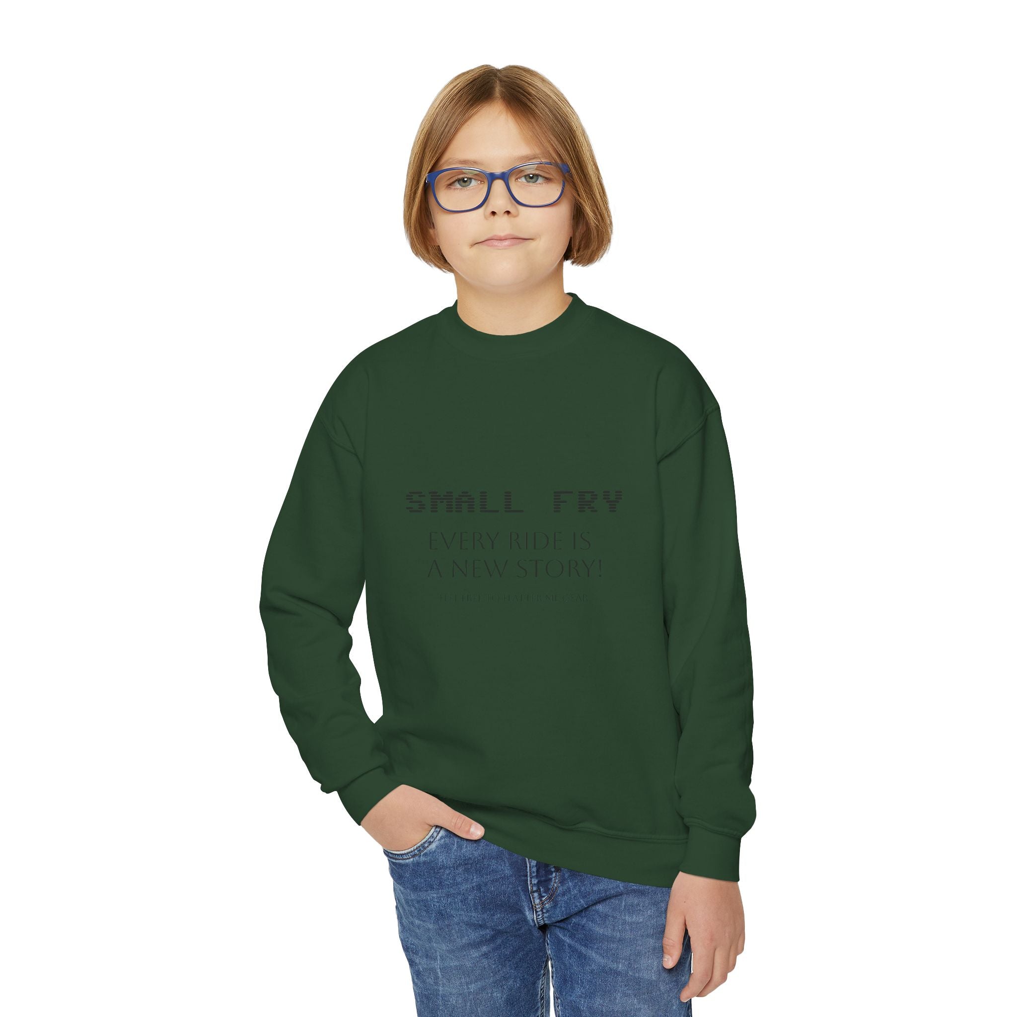 Youth Crewneck Sweatshirt - Small Fry, Cozy & Inspirational, Perfect for Everyday Wear, Gifts, Youth Events, Casual Outfits